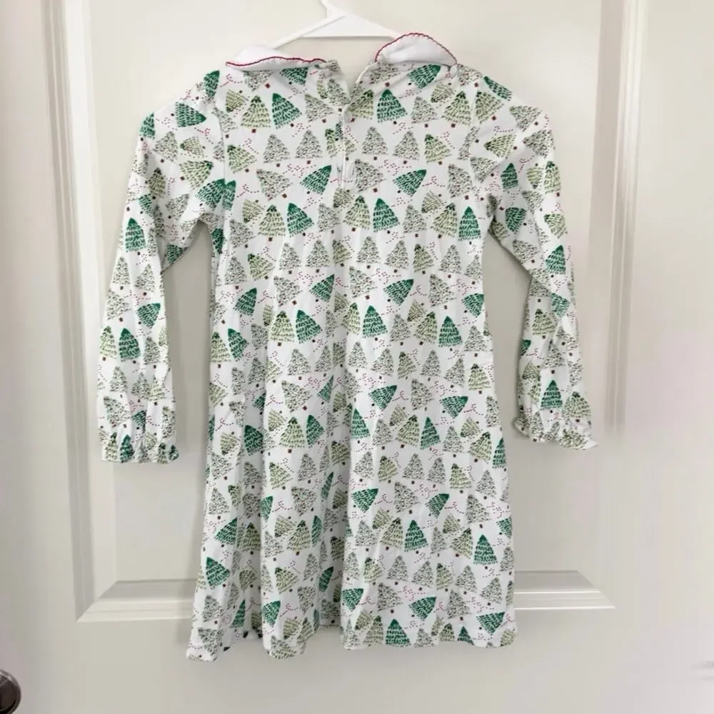 The Proper Peony Pima Cotton Holiday Christmas Tree Dress 6Y
